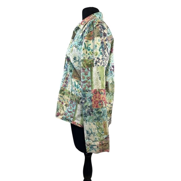 Christopher & Banks Multicolor Stretch Cotton Long Sleeve Shirt Jacket L - Picture 4 of 7